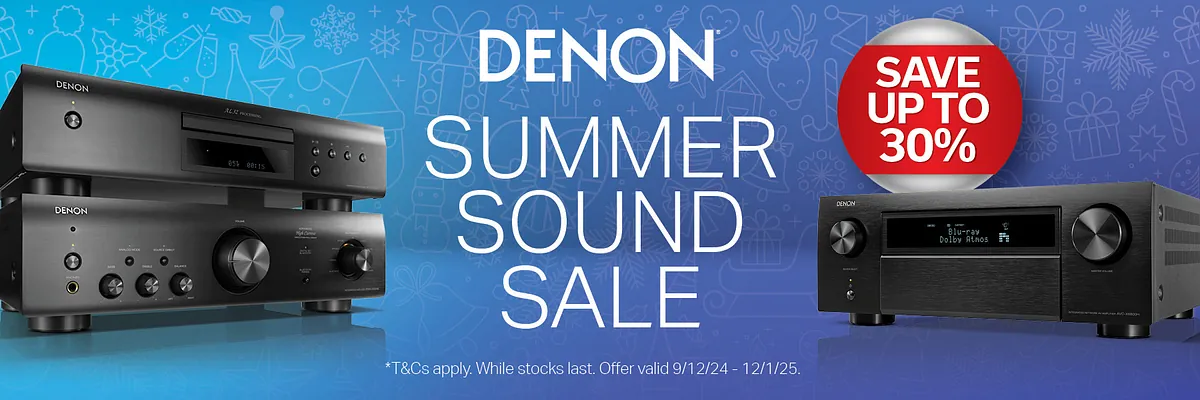 Banner advertising the Denon Summer Sound Sale